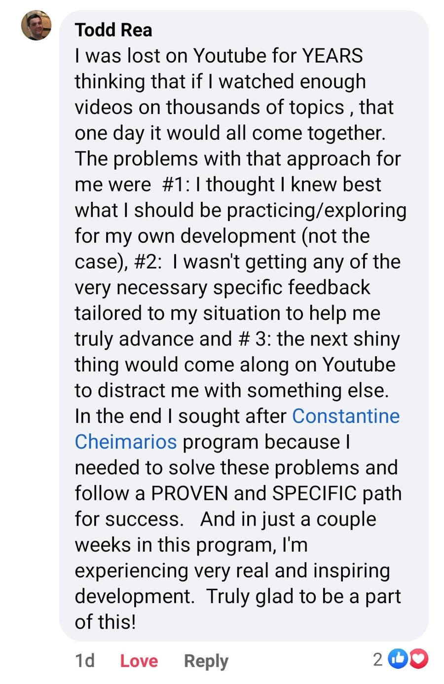 Student testimonial — message from an MGL student